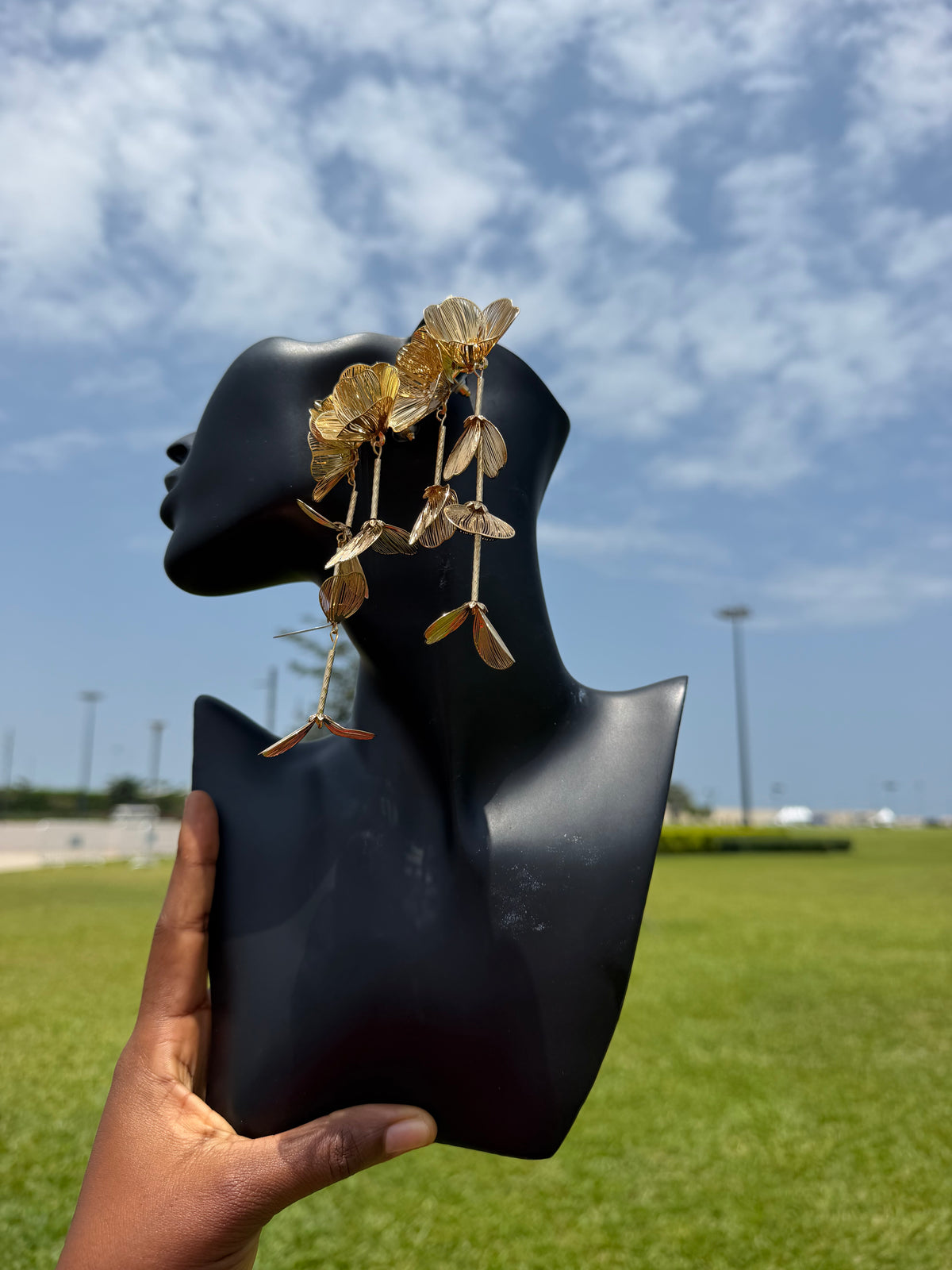 Golden Petal Cascade Earrings