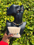 Parure en acier inoxydable avec collier, boucles d'oreilles et bracelet
