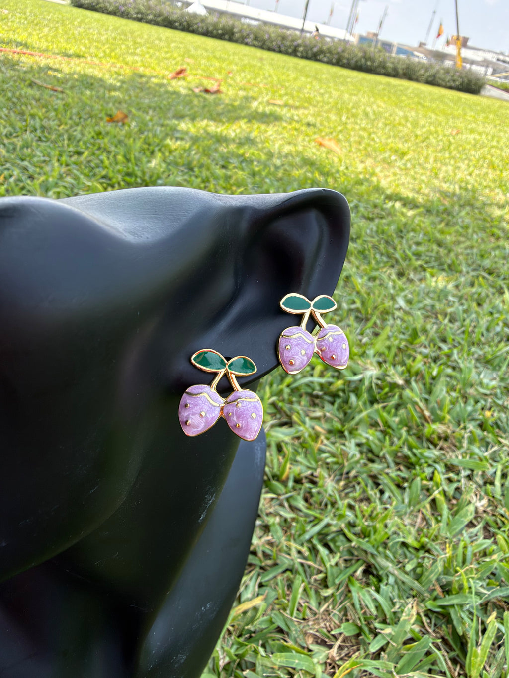Lavender Cherry Stud Earrings