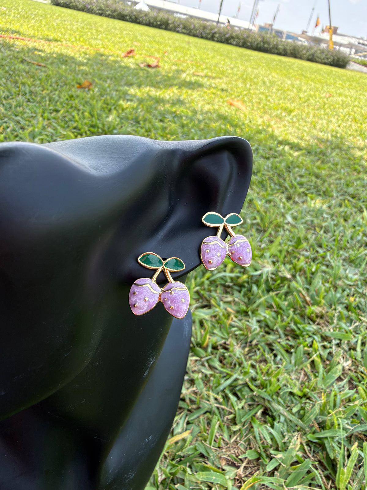 Lavender Cherry Stud Earrings